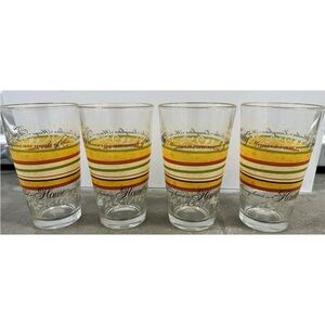 Four 16 oz Libby Family and Friends Vintage Drinking Glasses